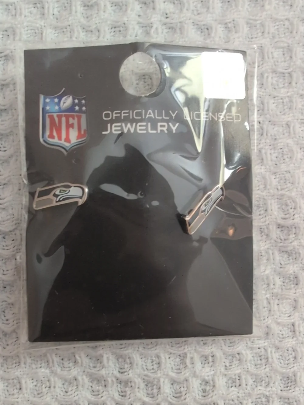 NFL Seattle Seahawks Logo Stud Earrings - Silver, Blue & Green